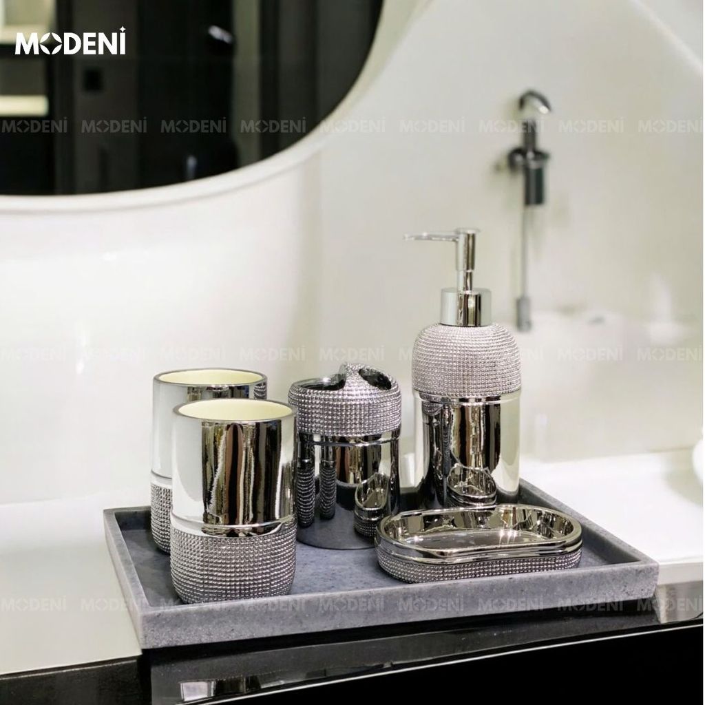 Bộ Đồ Dùng Nhà Tắm Kiera Silver Sang Trọng Cao Cấp