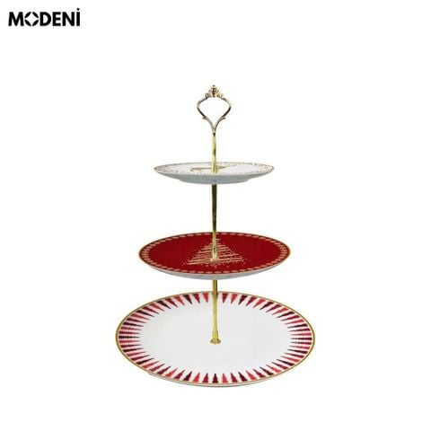  Khay 3 Tầng Cristina – Khay Đựng Bánh 3 Tầng Cao Cấp Tay Cầm Mạ Vàng – Decor Tiệc Trà Sang Trọng 