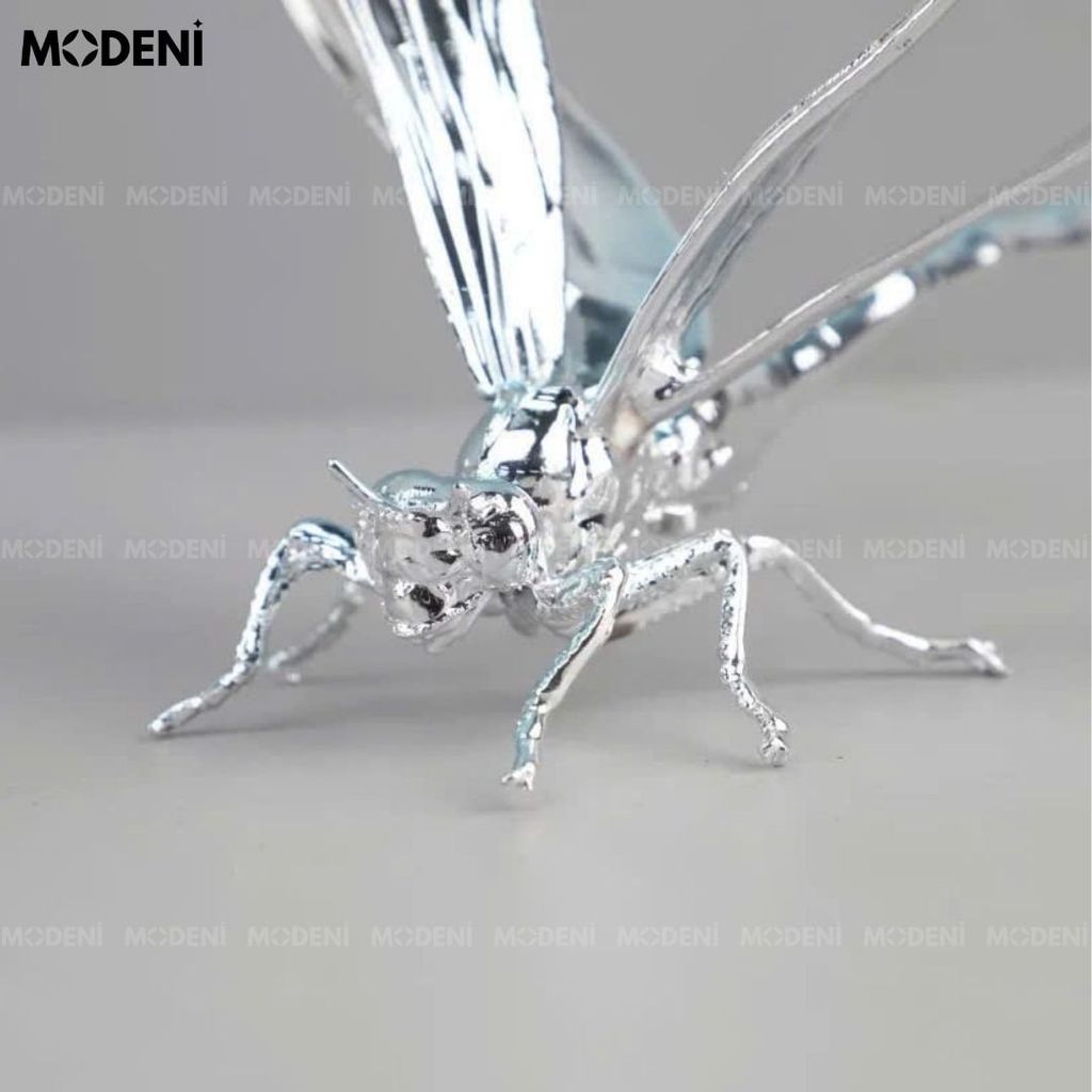 Tượng Chim Chuồn Chuồn Trang Trí Eve Silver Cao Cấp Sang Trọng