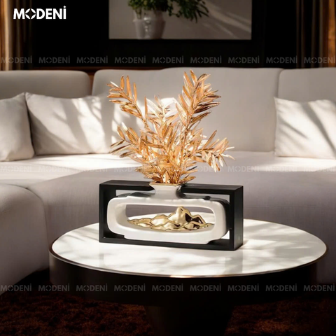 Bình Hoa Hazel Gốm Sứ Cao Cấp, Decor Lá Mạ Vàng Nghệ Thuật, Thiết Kế Nằm Ngang Ấn Tượng Cho Bàn Console 