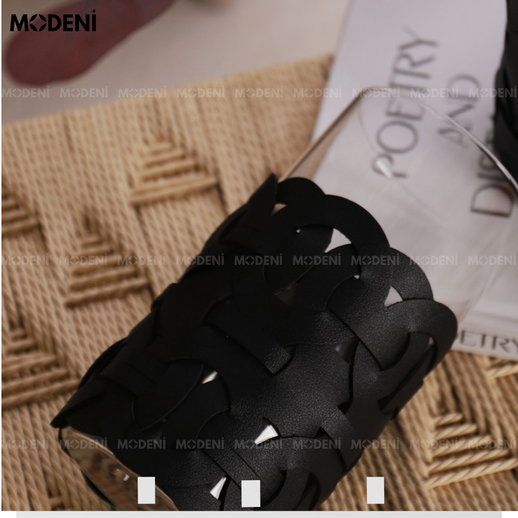 Bình Hoa Da Đen Kavira – Lọ Hoa Da Trang Trí Hiện Đại – Chất Liệu Thủy Tinh Phối Da Đan – Phù Hợp Bàn Console, Làm Việc