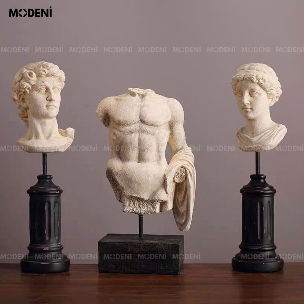Tượng Trang Trí Thision – Tượng Cơ Thể Nam Hy Lạp Cổ Điển – Decor Nghệ Thuật Phong Cách Châu Âu Cho Kệ Tủ & Bàn Console