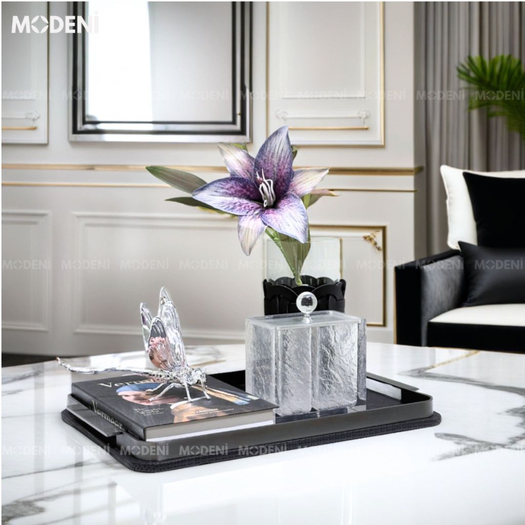 Khay Chữ Nhật Kaylin Đen – Khay Decor Bàn Sofa Cao Cấp – Chống Trượt, Dễ Vệ Sinh – Phù Hợp Decor Phòng Khách, Văn Phòng, Bàn Ăn