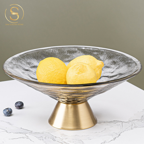  Tô Đĩa Đựng Trái Cây Wave White Thủy Tinh Cao Cấp – Màu Trắng Xám Đế Vàng Sang Trọng – Thiết Kế Hàn Quốc Hiện Đại, Phù Hợp Decor Bàn Tiệc, Bàn Sofa 