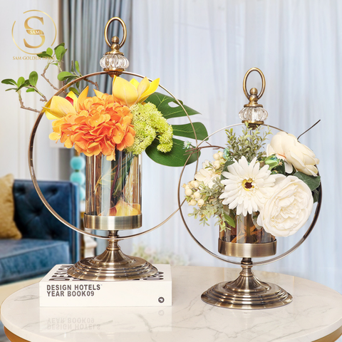  Bình Hoa Thủy Tinh Kim Loại Carina 
