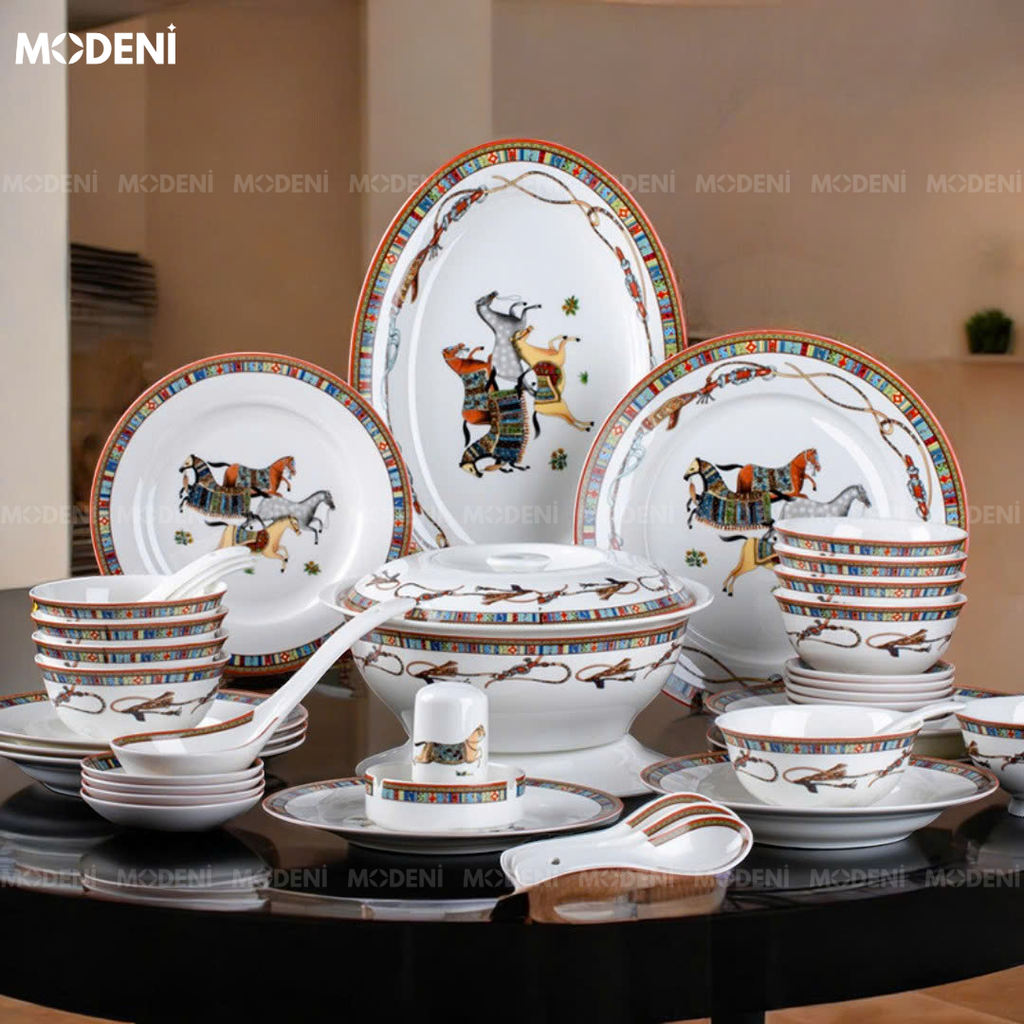 Bộ Tô Chén Đĩa New Jersey Sứ Xương Cao Cấp Sang Trọng Phong Cách Châu Âu