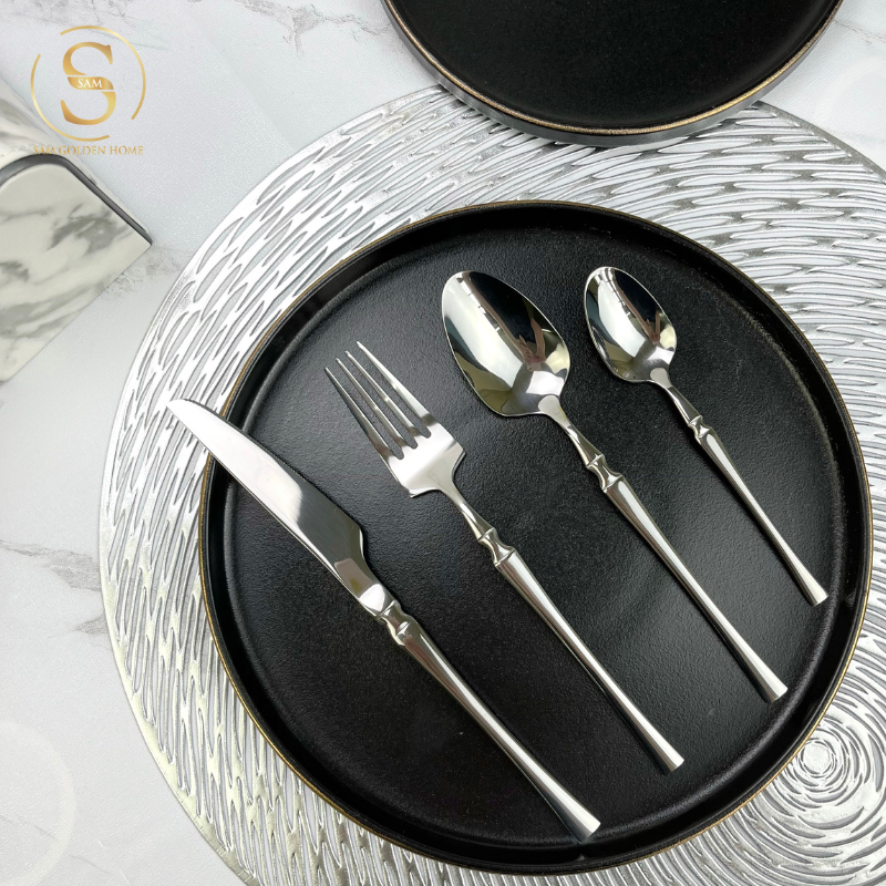 Đĩa Sứ Hasimi 25 Steak, Pasta Đen Viền Chỉ Vàng Châu Âu Phong Cách Tối Giản Minimalism