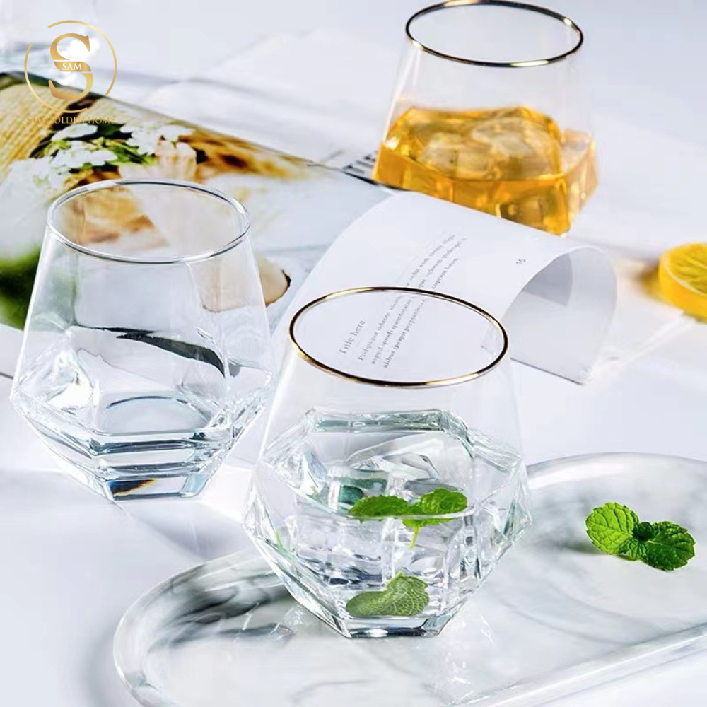 Ly Uống Rượu Rhin Cao Cấp Sang Trọng Viền Vàng Phong Cách Châu Âu