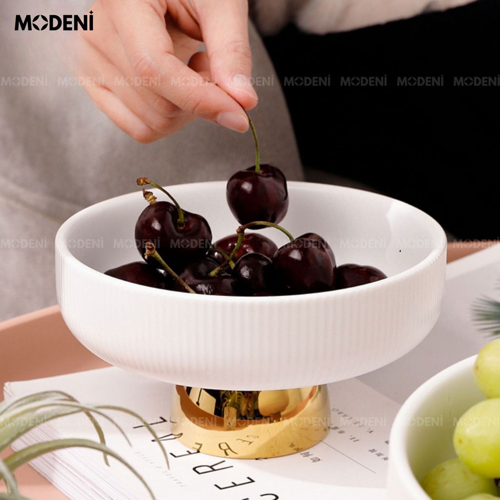 Tô Đựng Trái Cây Coln Gốm Sứ Trắng Đế Vàng – Thiết Kế Cao Cấp Cho Bàn Ăn & Tiếp Khách