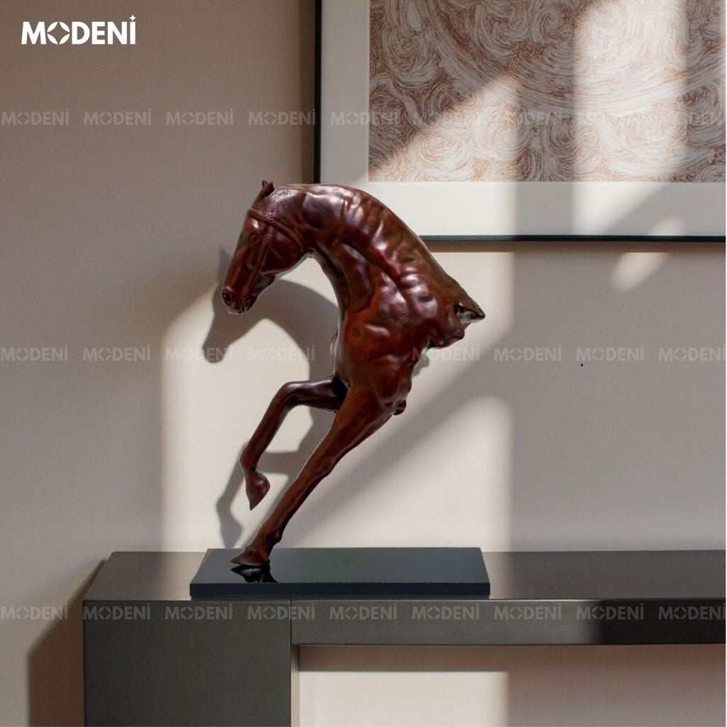 Tượng Trang Trí Riven Ngựa Nâu Nghệ Thuật – Dáng Ngựa Dũng Mãnh – Decor Hiện Đại Cho Không Gian Cá Tính