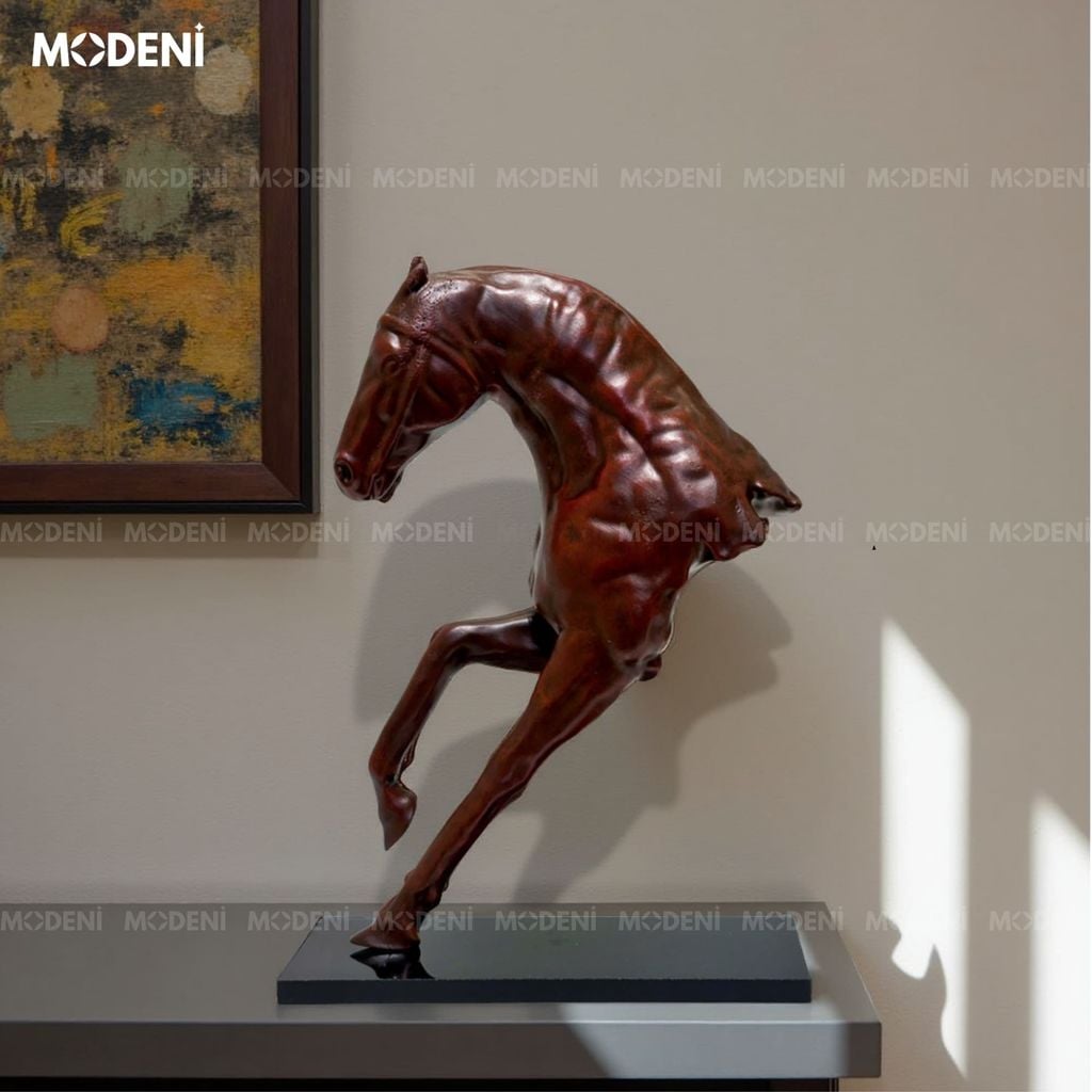 Tượng Trang Trí Riven Ngựa Nâu Nghệ Thuật – Dáng Ngựa Dũng Mãnh – Decor Hiện Đại Cho Không Gian Cá Tính