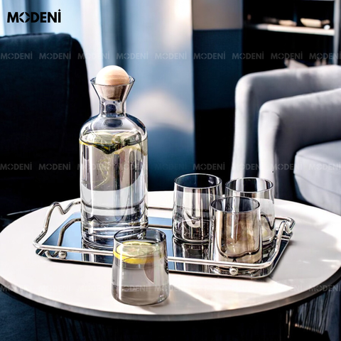 bộ bình ly thuỷ tinh layla xám sang trọng kèm hộp