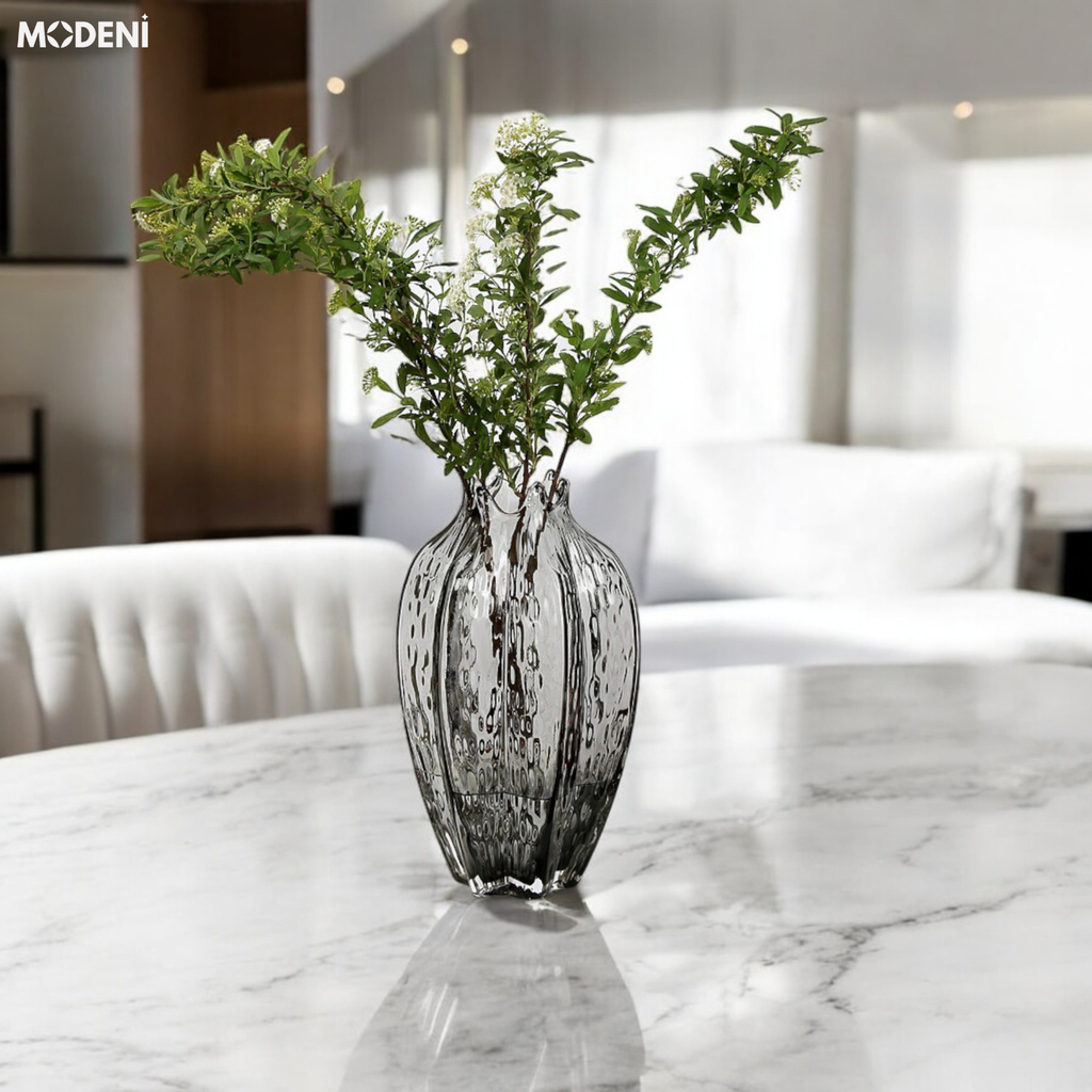 Bình Hoa Thủy Tinh Otis Cao Cấp – Gợn Sóng Nghệ Thuật – Decor Phong Cách Hiện Đại Tối Giản Cho Bàn Console, Kệ Tủ