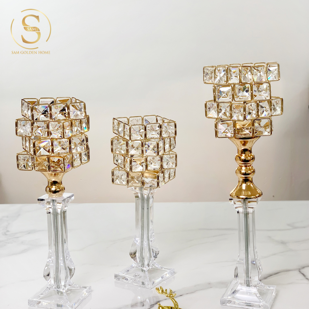 Set Chân Nến Thủy Tinh Sparkle Cao Cấp Sang Trọng