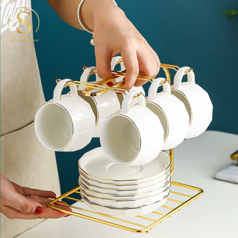 Pinesta – Bộ Trà Sứ Xương Cao Cấp 10 Món – Bình Trà Thủy Tinh, Ly 250ml, Khay, Giá Đỡ, Đế Nến Giữ Nhiệt – Dành Cho Không Gian Hiện Đại Sang Trọng