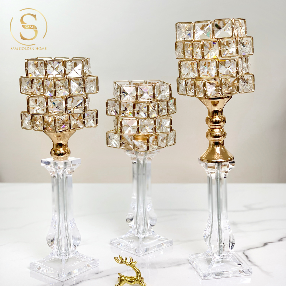 Set Chân Nến Thủy Tinh Sparkle Cao Cấp Sang Trọng