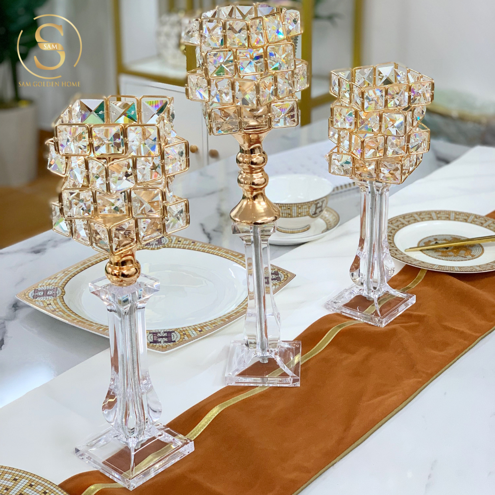 Set Chân Nến Thủy Tinh Sparkle Cao Cấp Sang Trọng