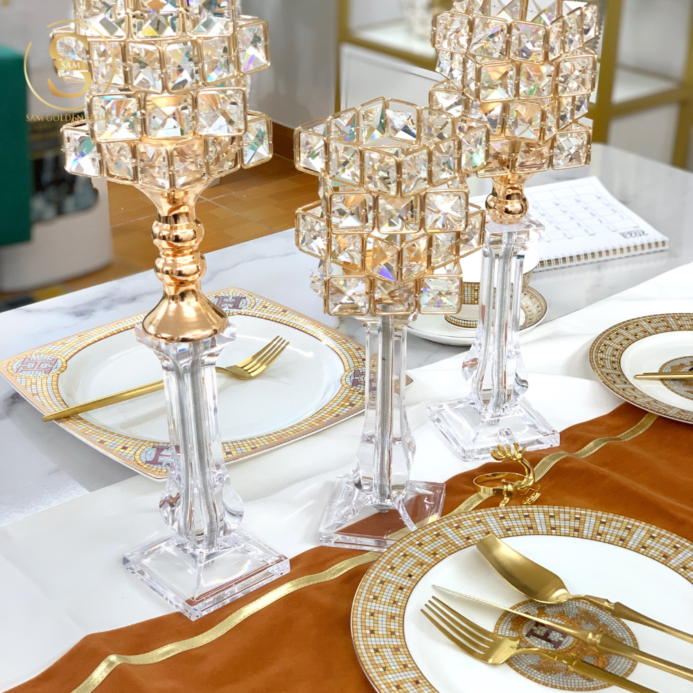 Set Chân Nến Thủy Tinh Sparkle Cao Cấp Sang Trọng
