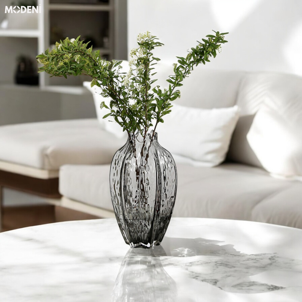 Bình Hoa Thủy Tinh Otis Cao Cấp – Gợn Sóng Nghệ Thuật – Decor Phong Cách Hiện Đại Tối Giản Cho Bàn Console, Kệ Tủ