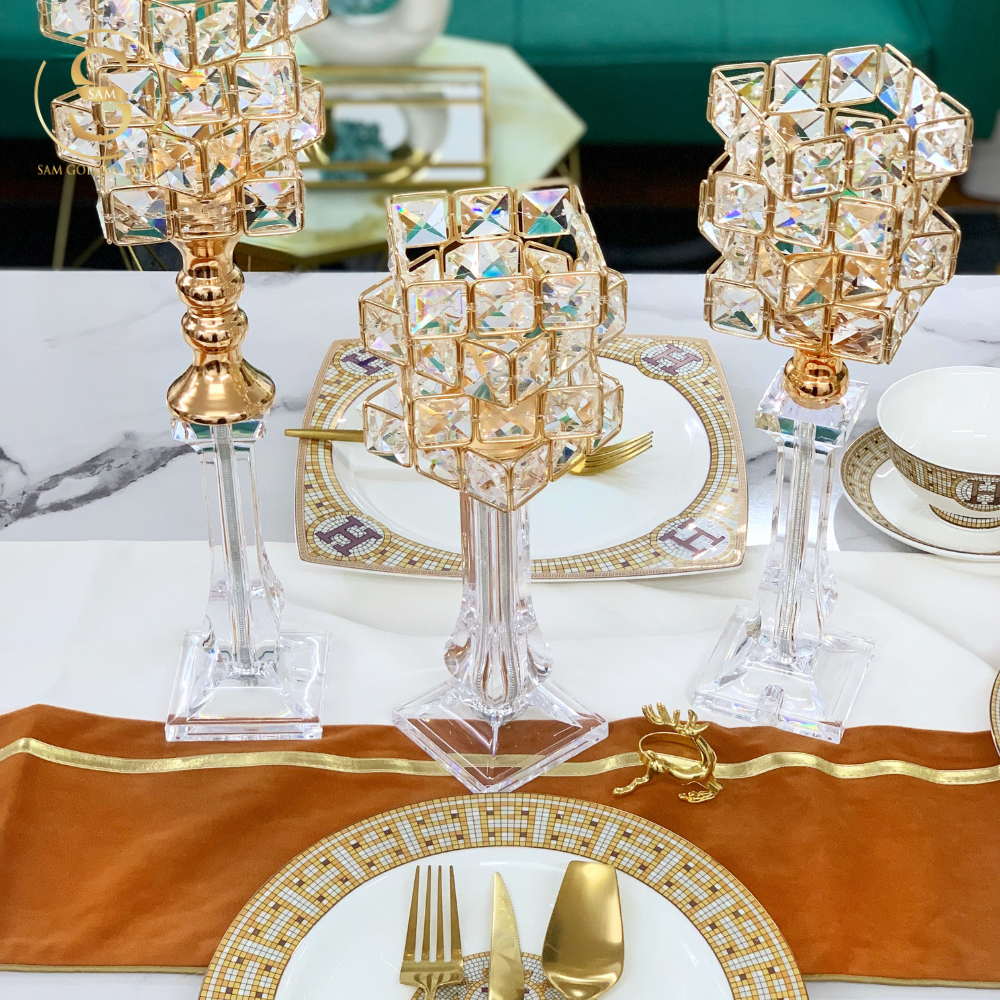 Set Chân Nến Thủy Tinh Sparkle Cao Cấp Sang Trọng