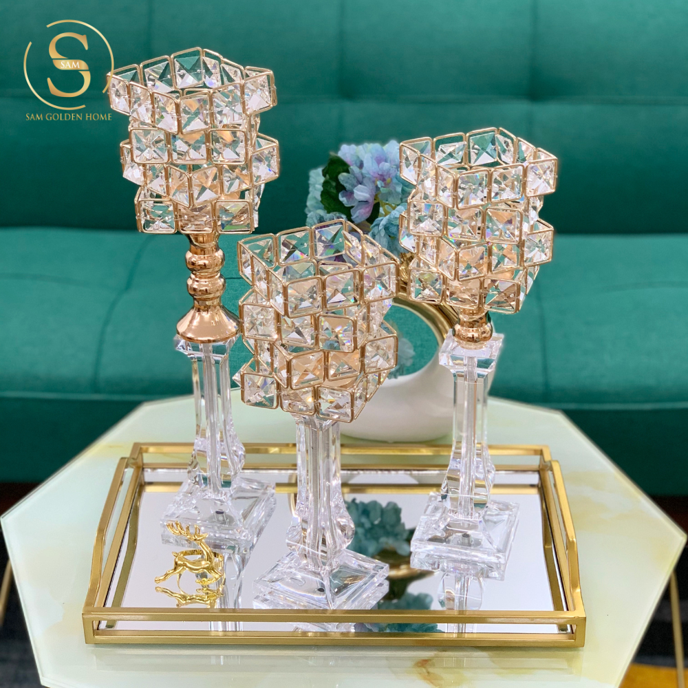 Set Chân Nến Thủy Tinh Sparkle Cao Cấp Sang Trọng