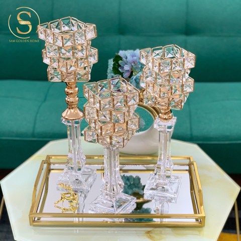  Set Chân Nến Thủy Tinh Sparkle Cao Cấp Sang Trọng 