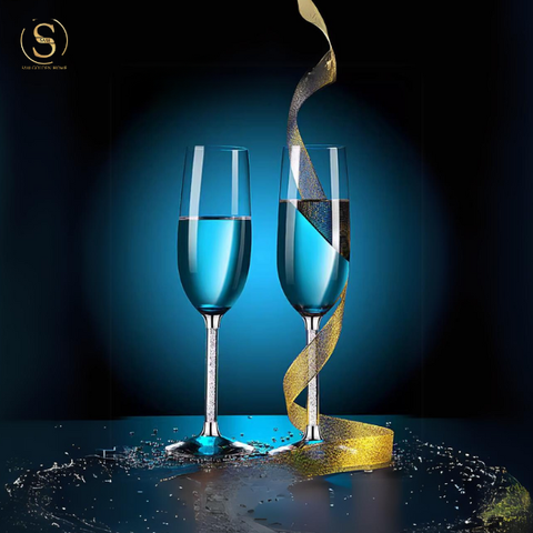  Set 2 Ly Uống Rượu Sâm Panh Portobello Glute Cao Cấp Sang Trọng - Silver 