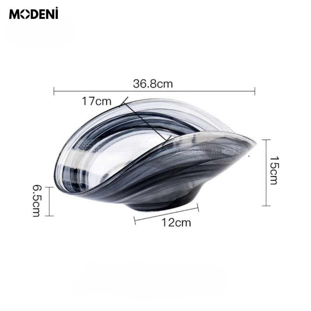 Tô Trái Cây Thủy Tinh Calista – Tô Thủy Tinh Nghệ Thuật Loang Màu – Thiết Kế Oval Bo Cong Độc Đáo – Kích Thước 36.8cm – Decor Hiện Đại Tối Giản