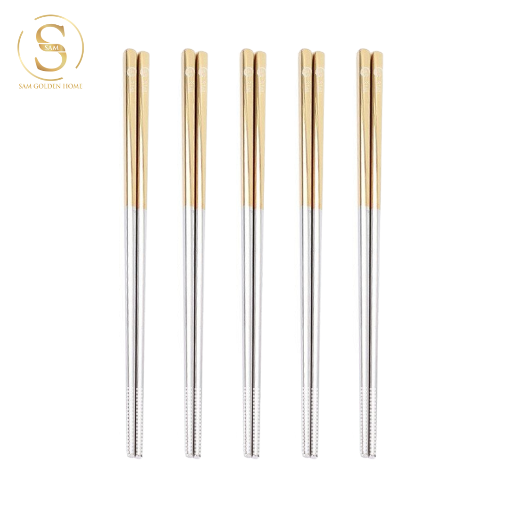 Đôi Đũa Inox Ruyi Cao Cấp Mạ Vàng Chống Trượt Sang Trọng