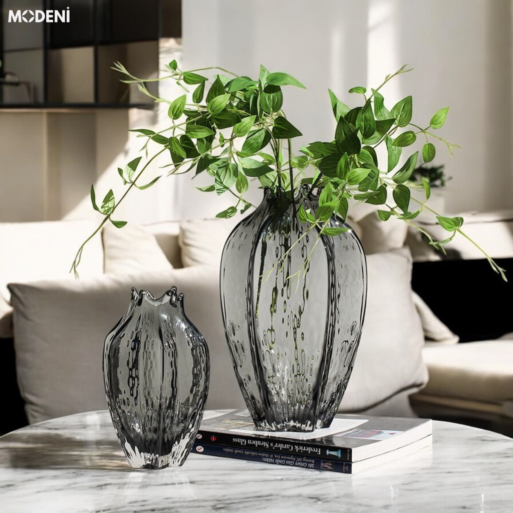 Bình Hoa Thủy Tinh Otis Cao Cấp – Gợn Sóng Nghệ Thuật – Decor Phong Cách Hiện Đại Tối Giản Cho Bàn Console, Kệ Tủ