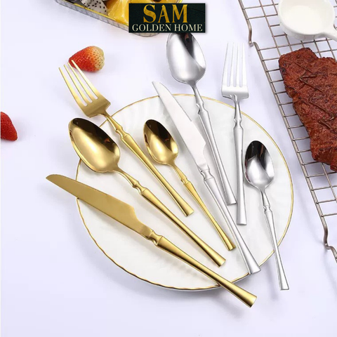 Bộ Dao Muỗng Nĩa Golden Cutlery Inox Cao Cấp Sang Trọng