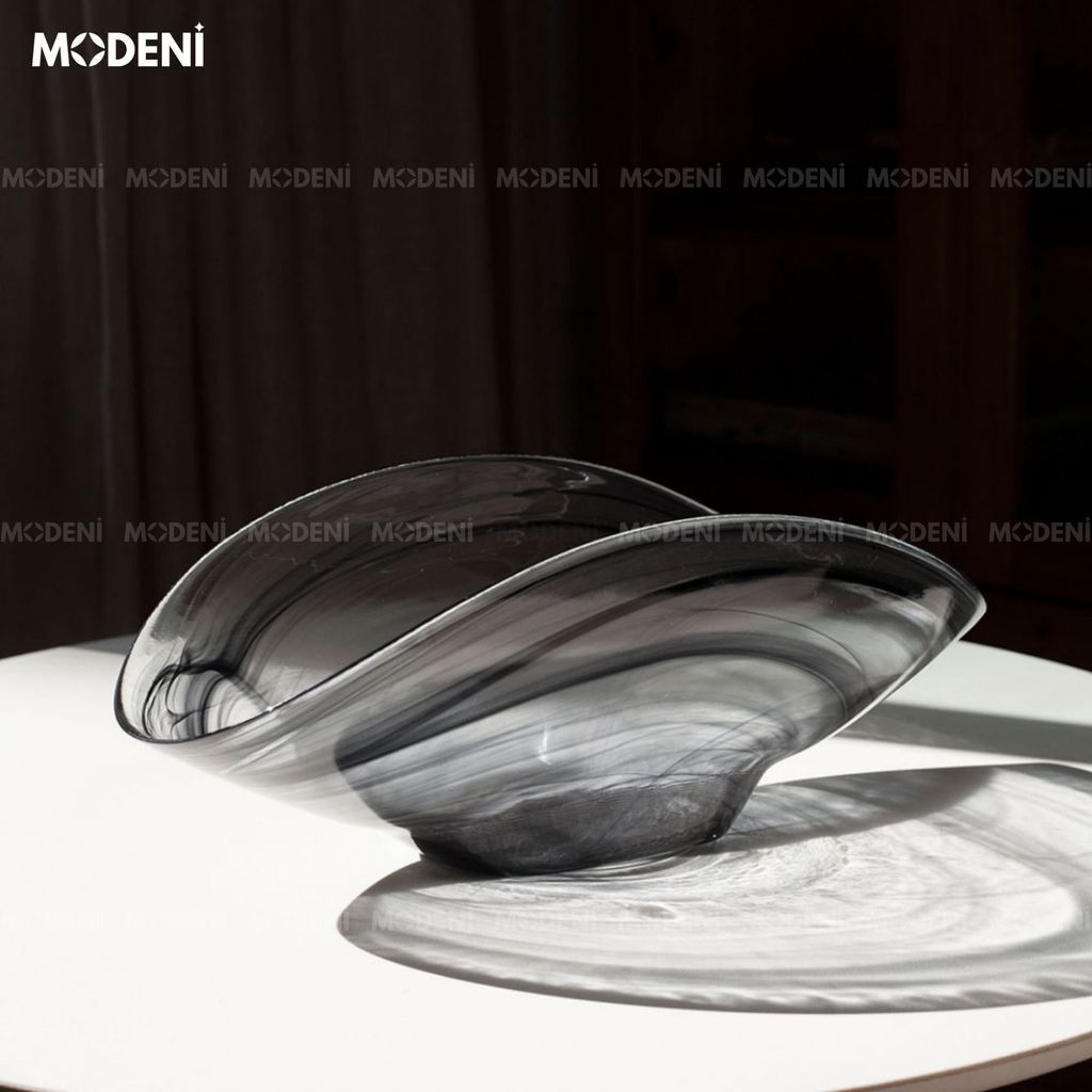Tô Trái Cây Thủy Tinh Calista – Tô Thủy Tinh Nghệ Thuật Loang Màu – Thiết Kế Oval Bo Cong Độc Đáo – Kích Thước 36.8cm – Decor Hiện Đại Tối Giản
