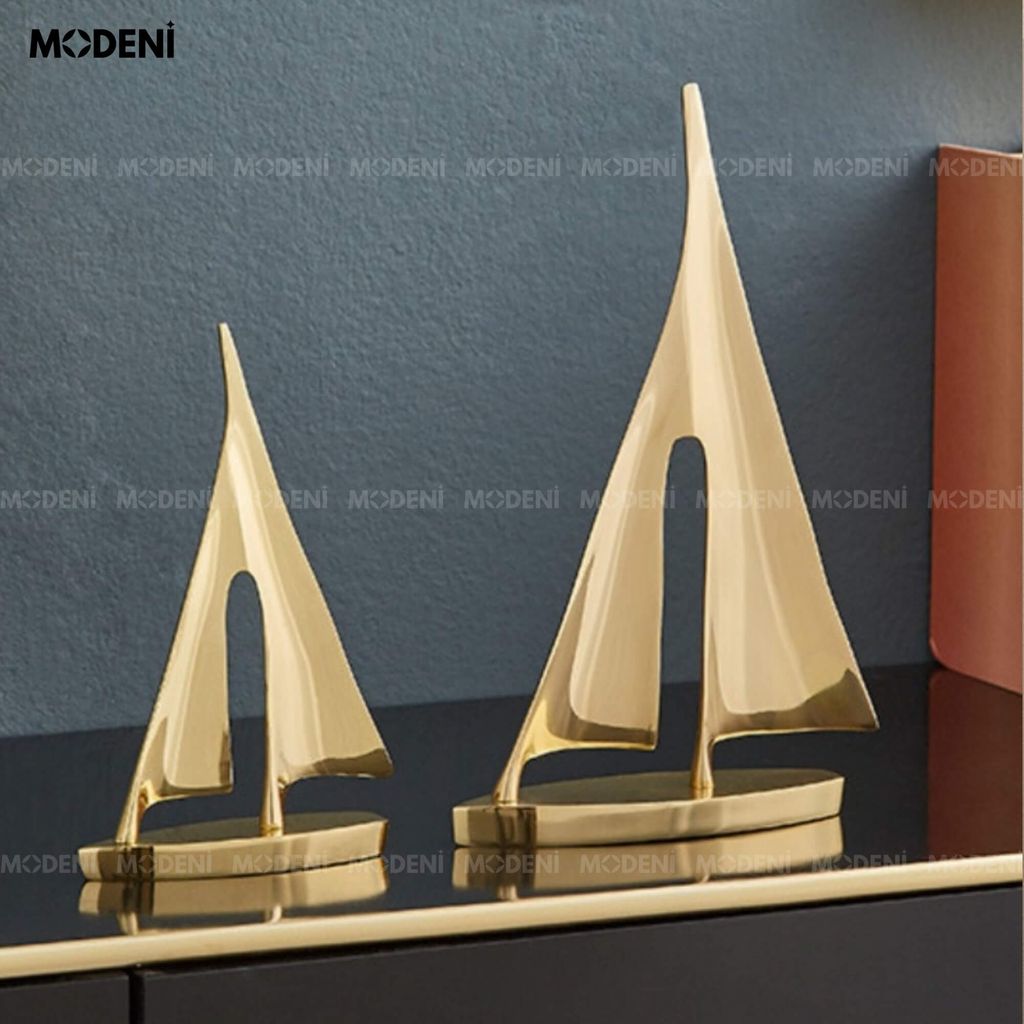 Set Tượng Thuyền Maris Gold Cao Cấp – Đồng Mạ Vàng Nghệ Thuật – Decor Sang Trọng Cho Bàn, Kệ Tủ Phong Cách Hiện Đại
