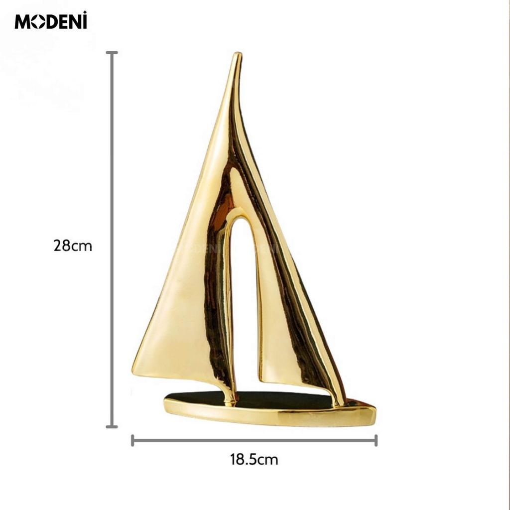 Set Tượng Thuyền Maris Gold Cao Cấp – Đồng Mạ Vàng Nghệ Thuật – Decor Sang Trọng Cho Bàn, Kệ Tủ Phong Cách Hiện Đại