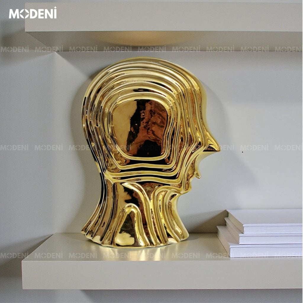 Tượng Trang Trí Vantis Gold – Tượng Đầu Người Nghệ Thuật Mạ Vàng – Thiết Kế Đa Tầng Tạo Hình Độc Đáo Cho Decor Hiện Đại