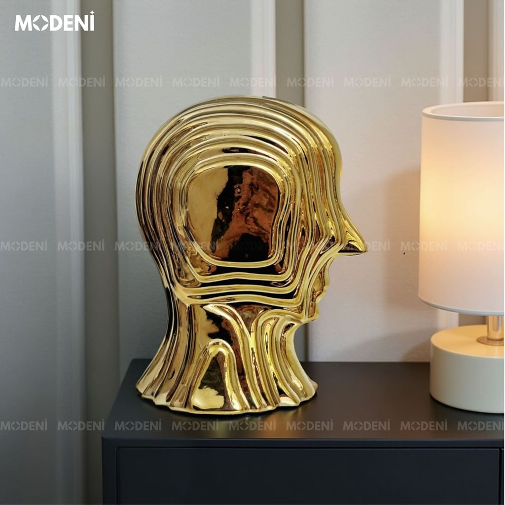 Tượng Trang Trí Vantis Gold – Tượng Đầu Người Nghệ Thuật Mạ Vàng – Thiết Kế Đa Tầng Tạo Hình Độc Đáo Cho Decor Hiện Đại