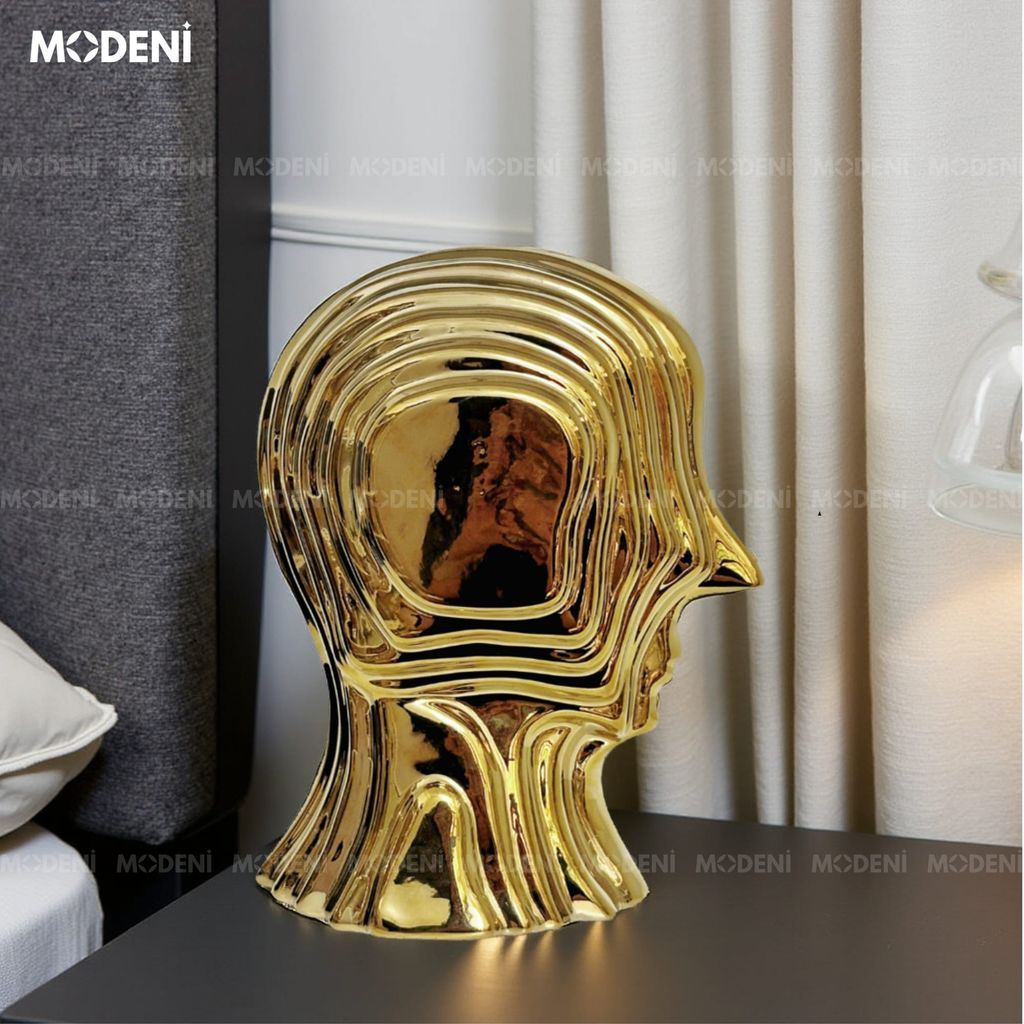 Tượng Trang Trí Vantis Gold – Tượng Đầu Người Nghệ Thuật Mạ Vàng – Thiết Kế Đa Tầng Tạo Hình Độc Đáo Cho Decor Hiện Đại