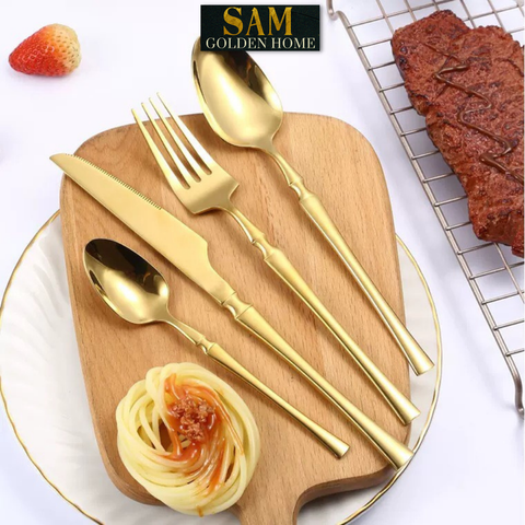 Bộ Dao Muỗng Nĩa Golden Cutlery Inox Cao Cấp Sang Trọng