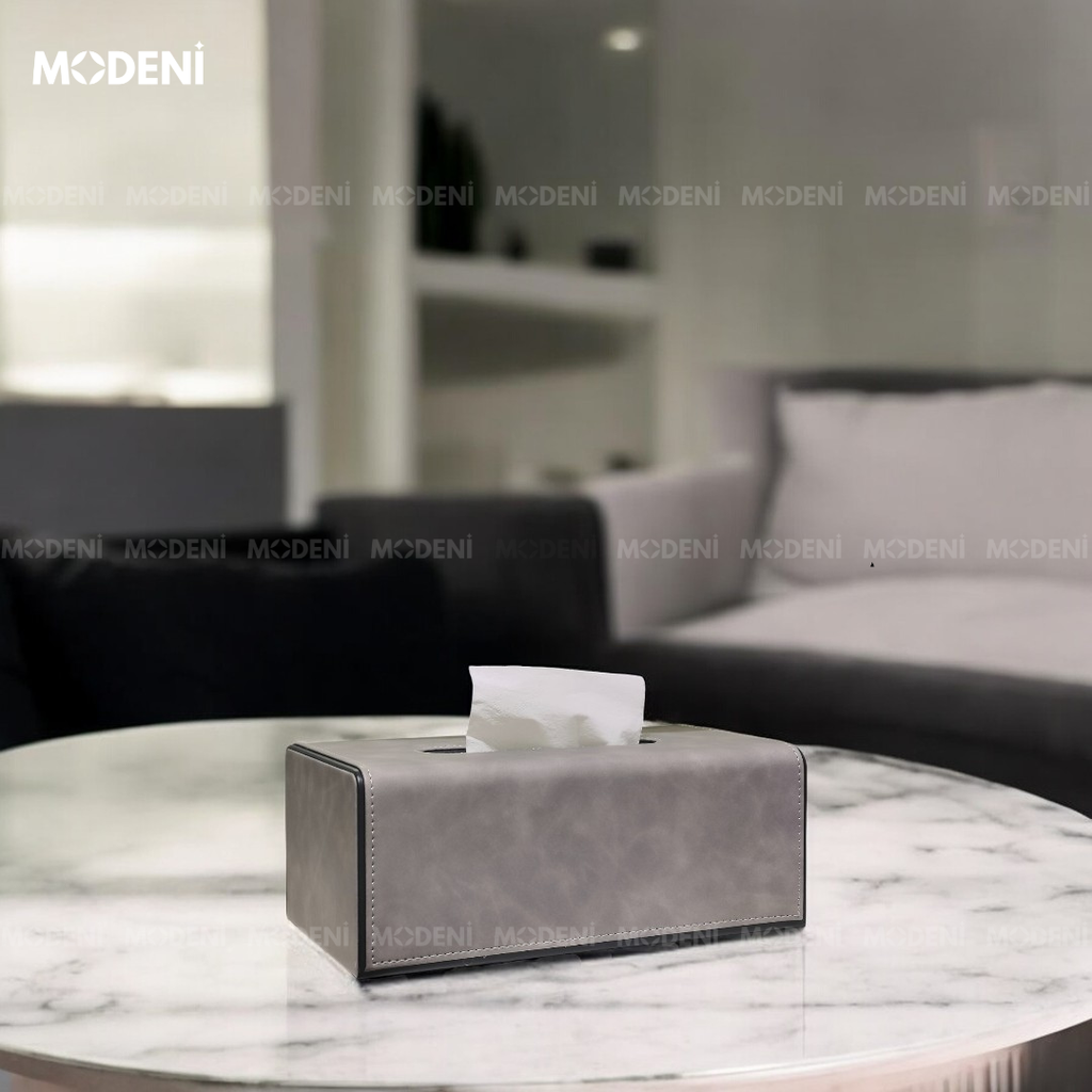 Hộp khăn giấy da Minna cao cấp - Thiết kế khối vuông phủ da sang trọng - Hoàn thiện tinh xảo chuẩn gu sống hiện đại