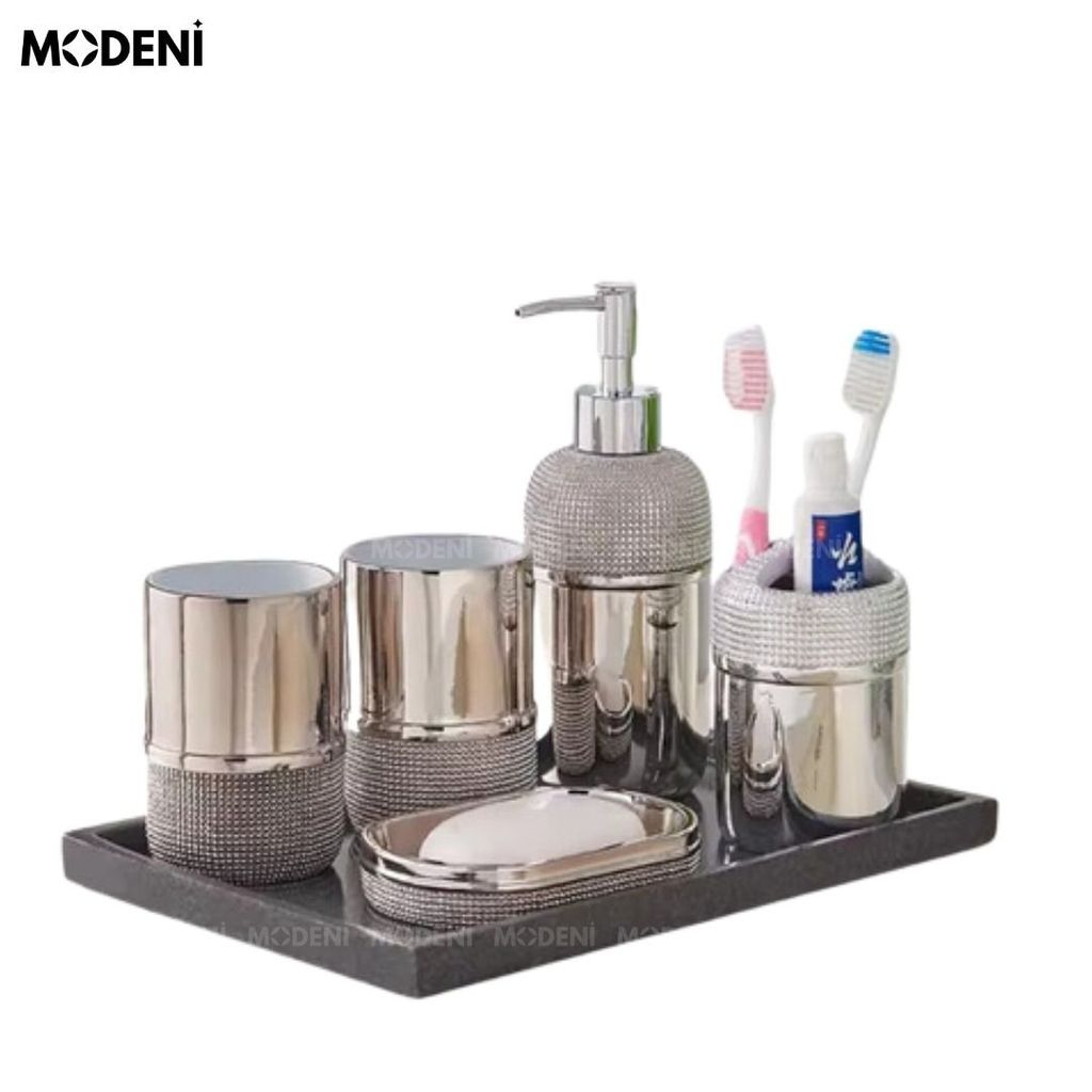 Bộ Đồ Dùng Nhà Tắm Kiera Silver Sang Trọng Cao Cấp