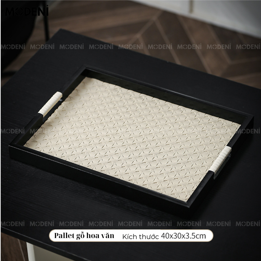 Khay Casey Trắng – Decor Sang Trọng Tinh Tế – Mặt Da Hoa Văn Nhẹ Nhàng, Khung PPS Cứng Bền, Phù Hợp Bàn Sofa, Bàn Trang Điểm, Kệ Tủ