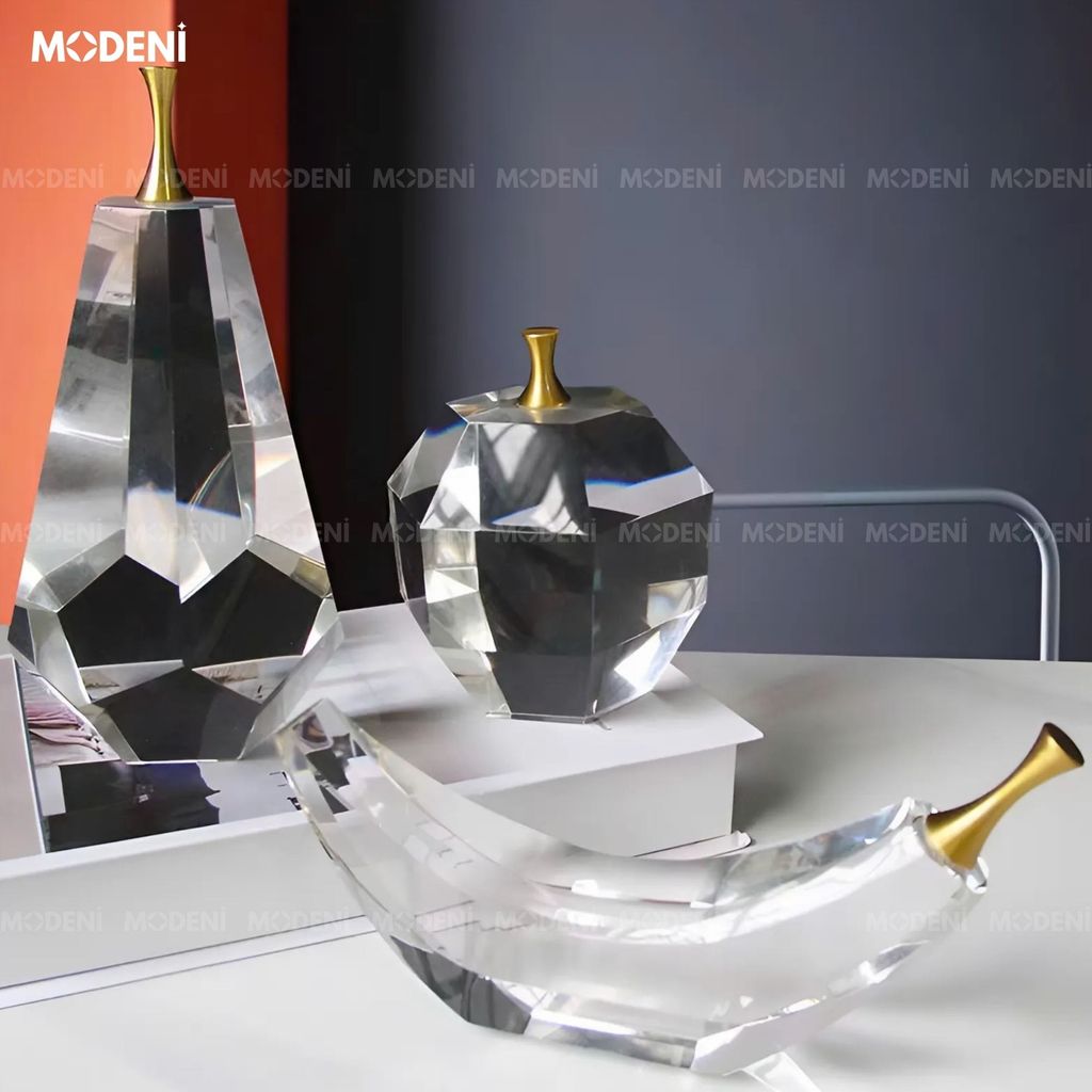 Tượng Trang Trí Pearla Trái Lê Pha Lê – Thiết Kế Tối Giản Tinh Tế – Decor Hiện Đại Cho Bàn Làm Việc, Kệ Tủ hoặc Quà Tặng Sang Trọng
