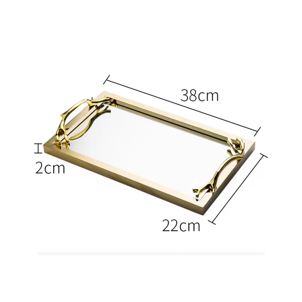 Khay Chữ Nhật Felix – Khay Decor Cao Cấp Sang Trọng – Tay Cầm Họa Tiết Nghệ Thuật – Phù Hợp Trang Trí Bàn Console, Bàn Sofa, Kệ Tủ Phòng Khách Hiện Đại