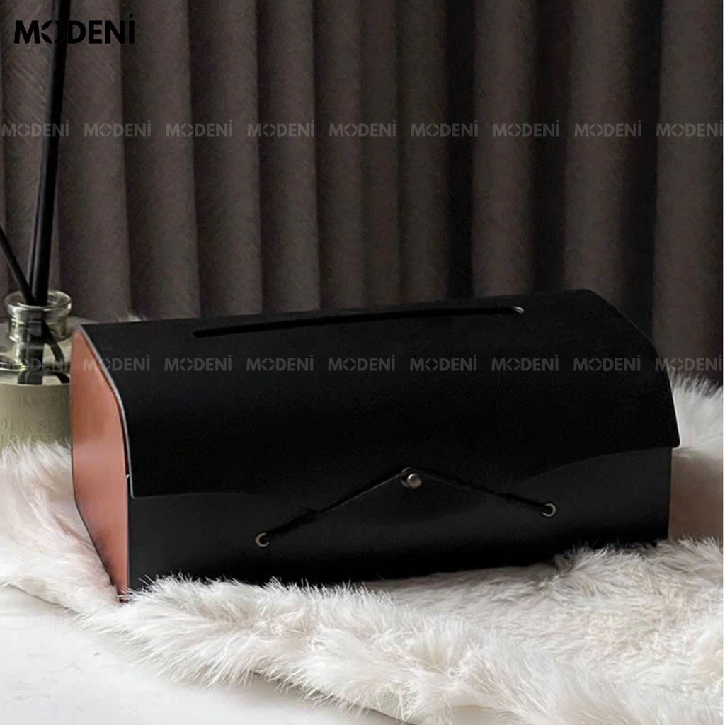 Hộp Khăn Giấy Elise Đen Cao Cấp – Da Nhân Tạo Phối Gỗ – Thiết Kế Tối Giản Sang Trọng Cho Bàn Sofa, Bàn Làm Việc, Decor Hiện Đại
