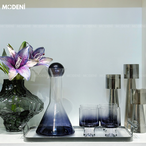 bộ bình ly thuỷ tinh Vidor màu đen khói sang trọng