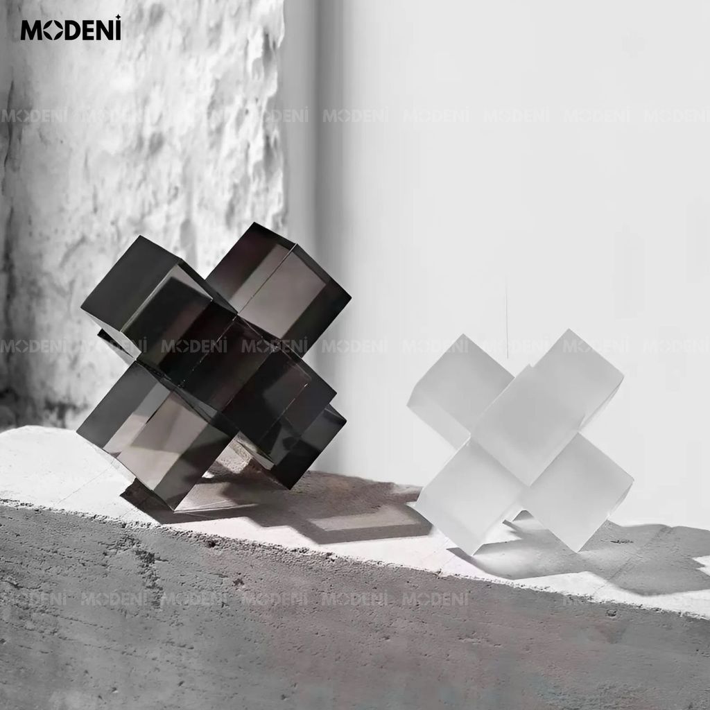 Tượng Trang Trí Cubex Xám – Thiết Kế Hình Khối 3D Tối Giản – Decor Hiện Đại Cho Bàn Làm Việc, Kệ Sách hoặc Không Gian Sáng Tạo