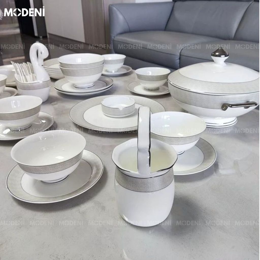 Bộ Tô Chén Đĩa Chén Sứ Xương Rachel Cao Cấp Sang Trọng