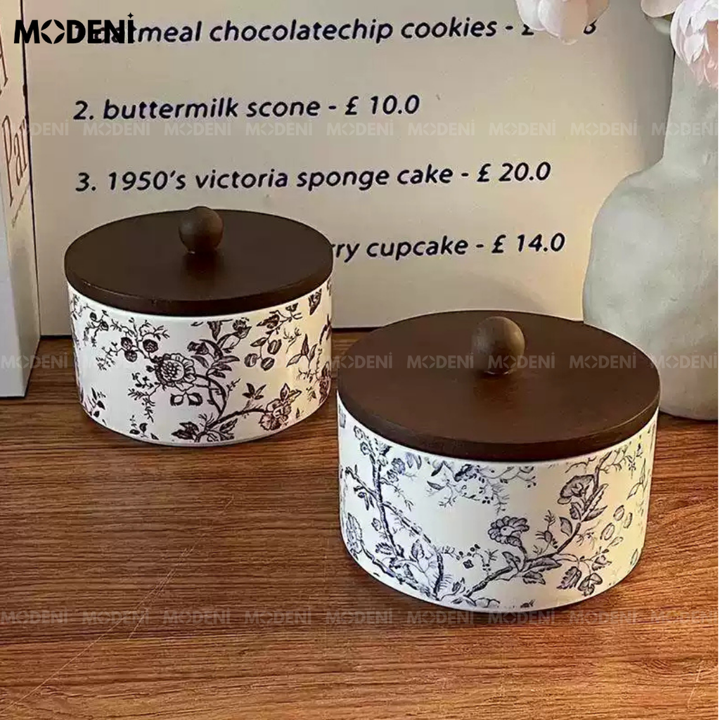 Lọ Đựng Palm Màu Xanh – Hũ Sứ Nắp Gỗ Sang Trọng – Giữ Mùi Kín – Kích Thước Gọn Gàng Phù Hợp Decor hoặc Đựng Trà