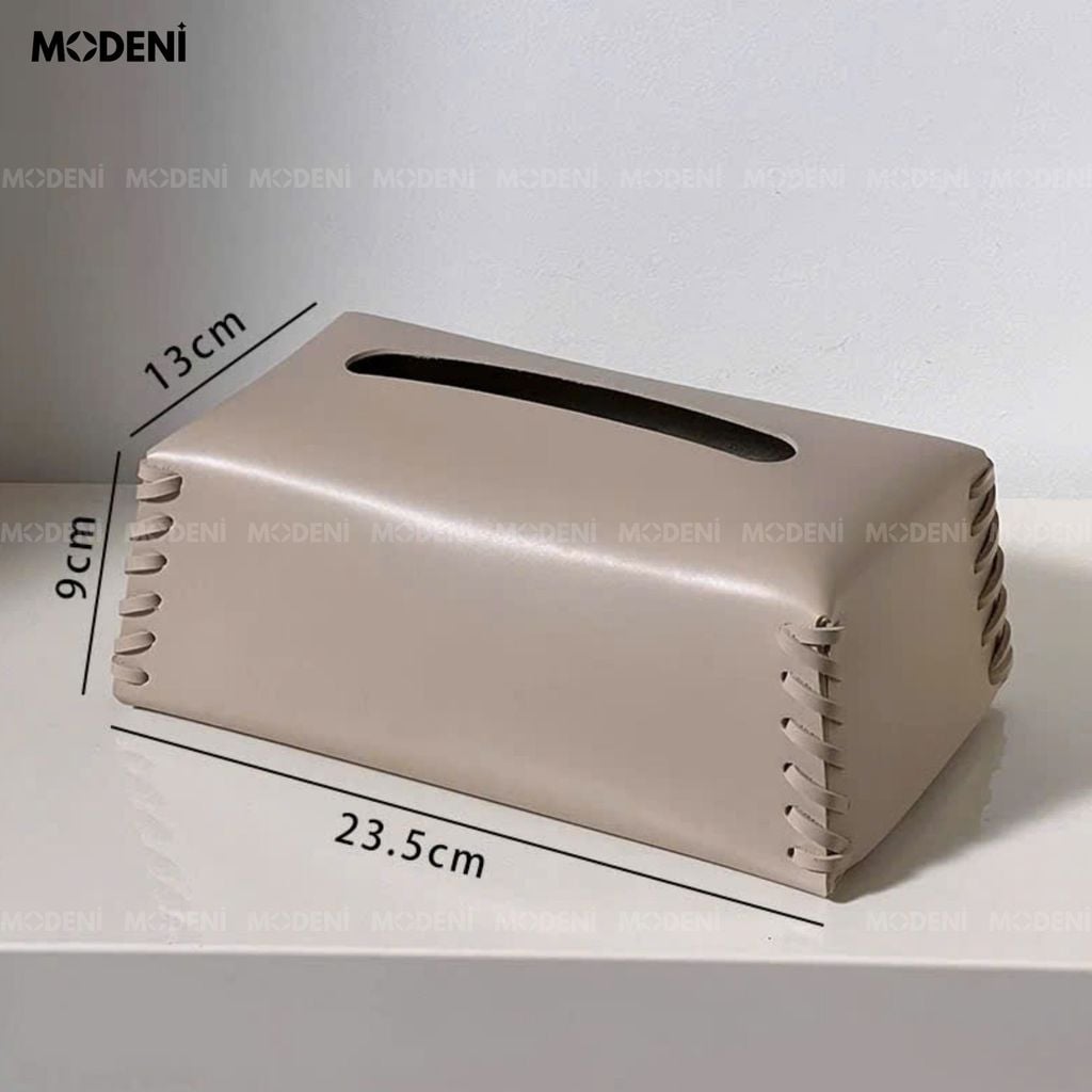 Hộp Khăn Giấy Nomi Be Da PU Cao Cấp Khâu Tay Thủ Công Đậm Chất Cá Nhân Cho Phòng Ngủ