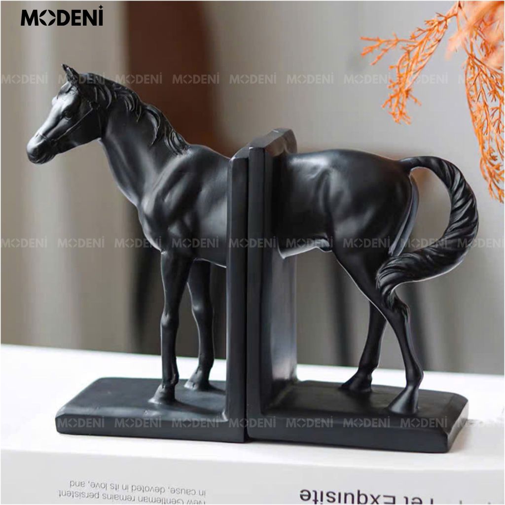 Chặn Sách Kết Hợp Tượng Trang Trí Phedra – Chặn Sách Đầu Ngựa Hiện Đại – Thiết Kế Tối Giản, Sang Trọng, Phù Hợp Kệ Sách, Tủ Trưng Bày, Bàn Làm Việc